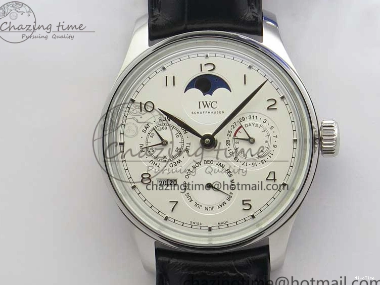 MIROTIME 0314 Portugieser Perpetual Calendar IW503301 V9F 1:1 Best Edition Silver Dial on Black Leather Strap A EyeCatching 7116